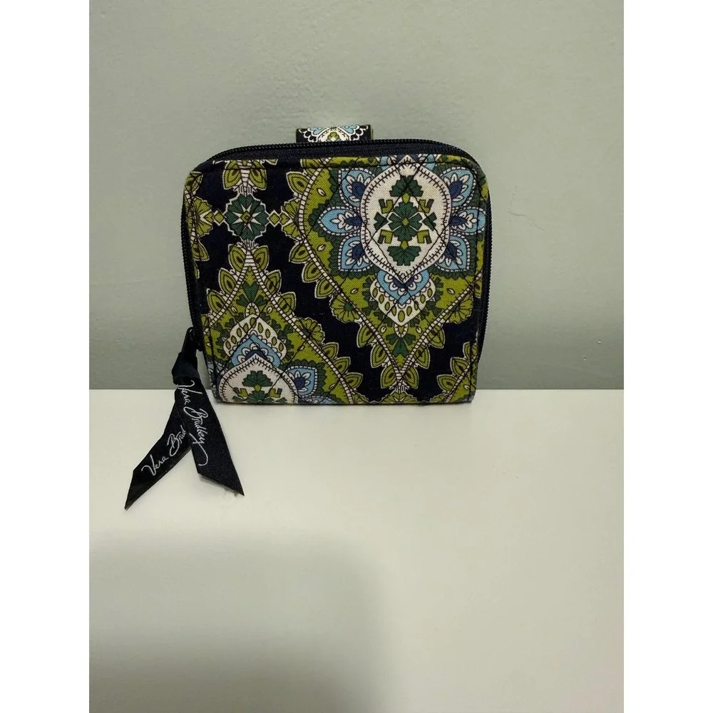 Vera Bradley Mediterranean Blue Quilted Shoulder Bag and Matching Wallet Set